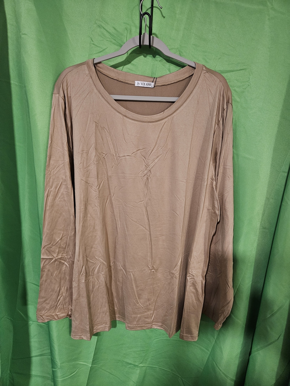 In'voland Lightweight Taupe Long Sleeve Crewneck 3xl